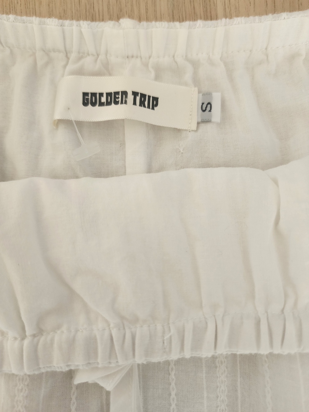 White 100% Cotton Lace Trim Dobby Midi Maxi Skirt Small Boho Fairy Cottagecore - Picture 9 of 16